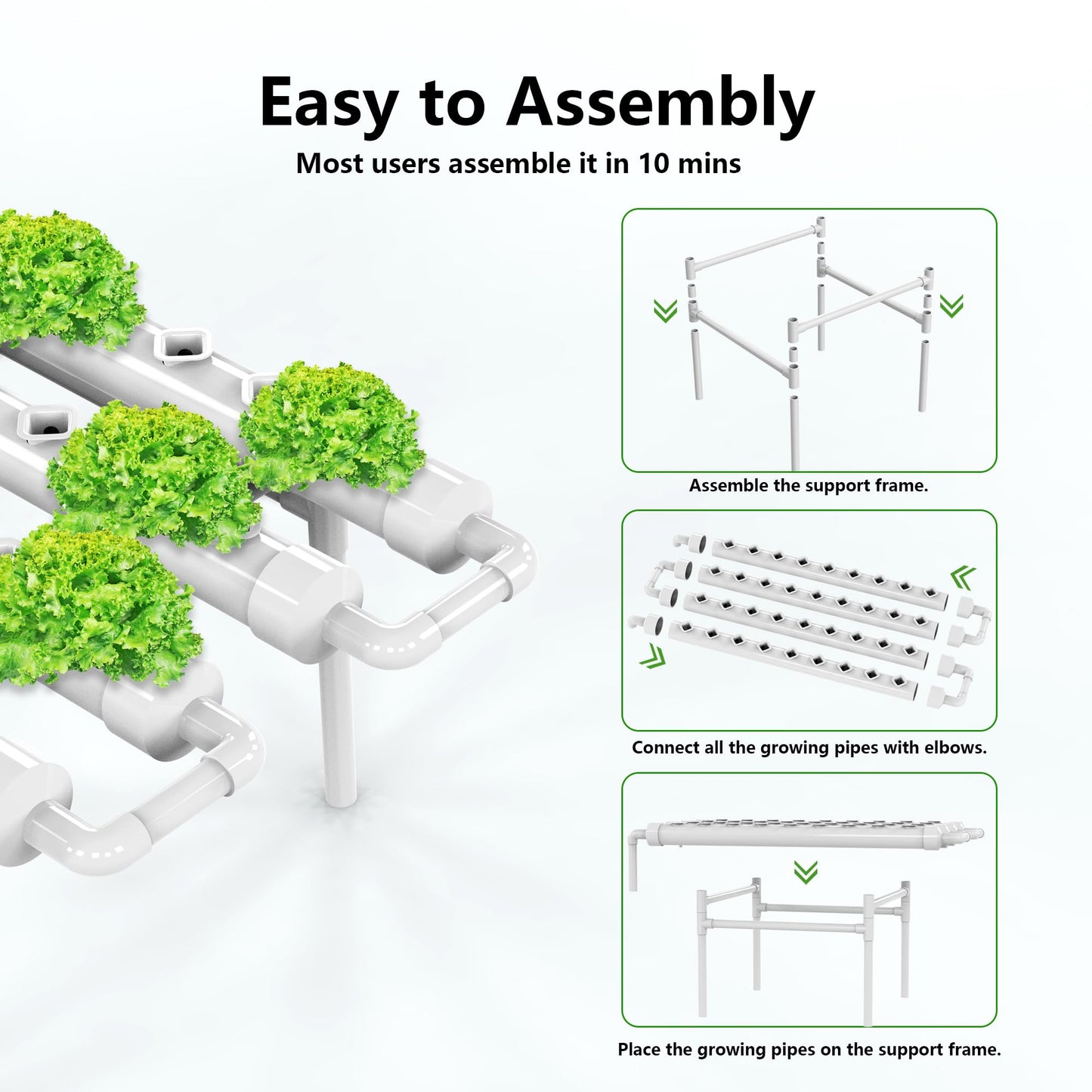 DPROOTS Garden NFT Hydroponic Growing System Kit - 36 Plant Sites