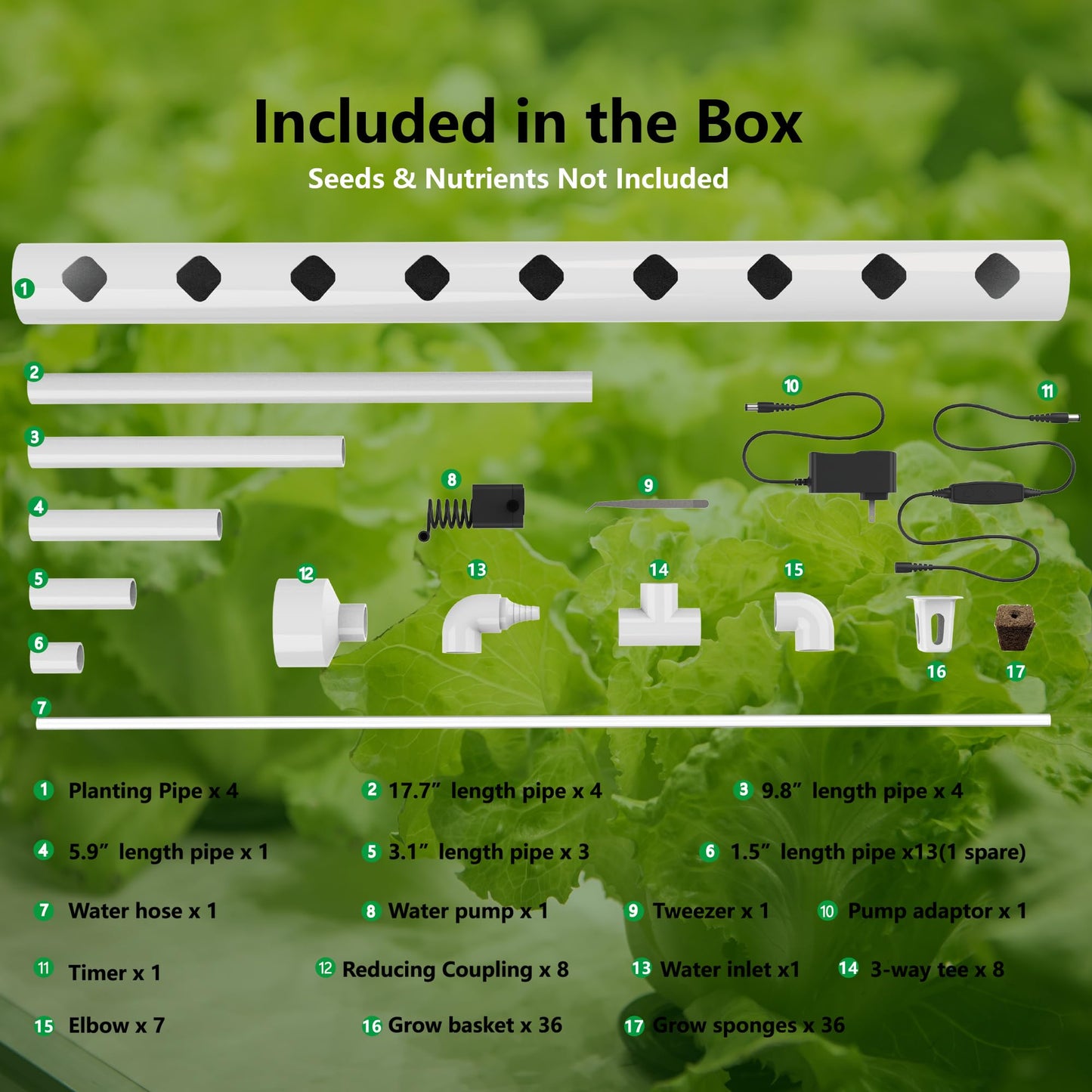 DPROOTS Garden NFT Hydroponic Growing System Kit - 36 Plant Sites