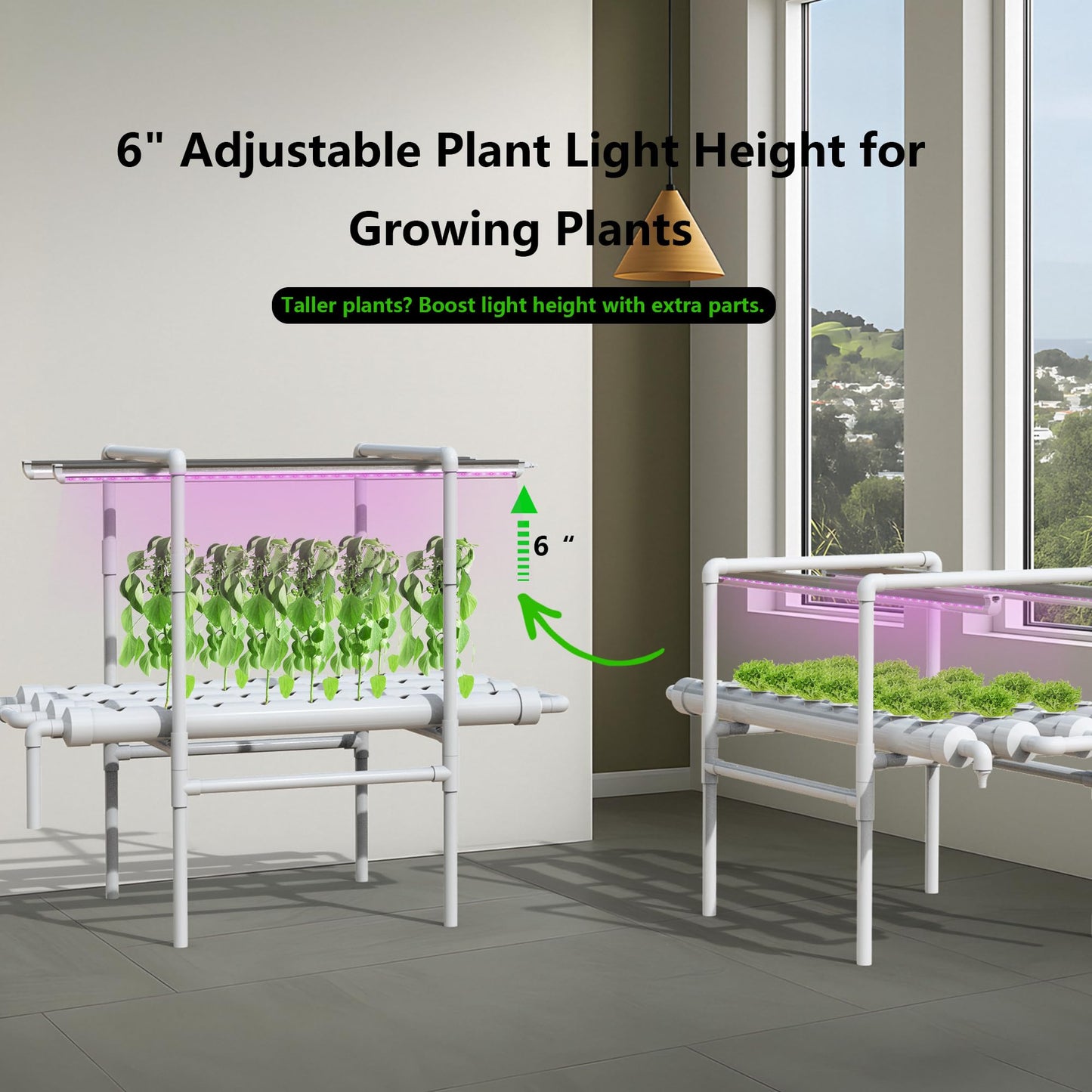 DPROOTS Garden 36 Plant Sites NFT Hydroponic Growing System Kit - Full-Spectrum Grow Lights & Timer