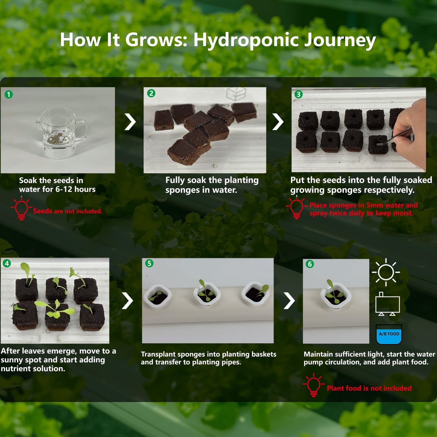 DPROOTS Garden 36 Plant Sites NFT Hydroponic Growing System Kit - Full-Spectrum Grow Lights & Timer