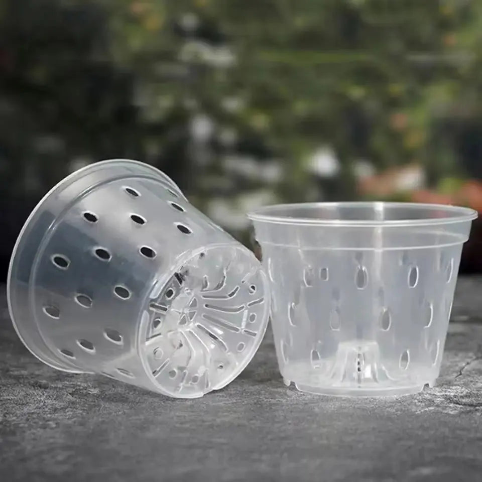 5 Pack Clear Orchid Pots with Holes,Orchid Pots for Repotting, Plastic Orchid Planter Breathable Slotted Flower Plant Nursery Pot - DPROOTS