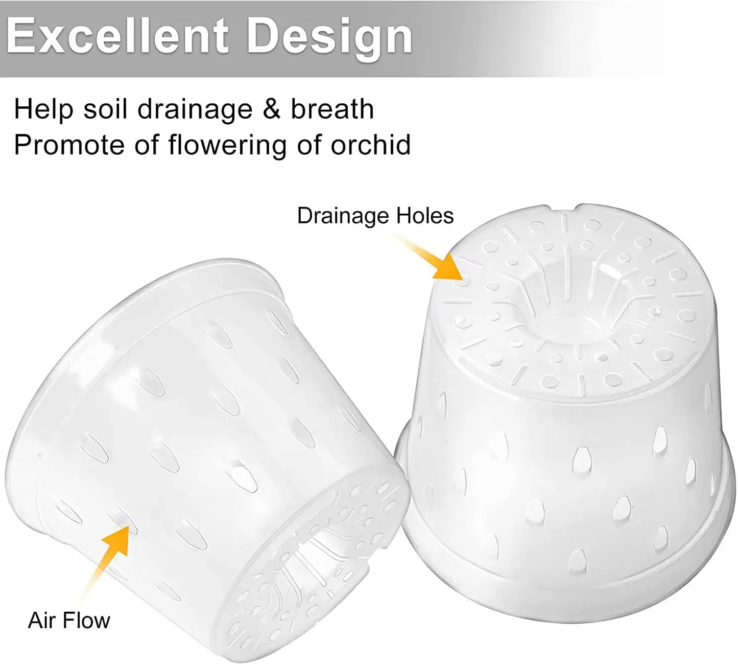 5 Pack Clear Orchid Pots with Holes,Orchid Pots for Repotting, Plastic Orchid Planter Breathable Slotted Flower Plant Nursery Pot - DPROOTS