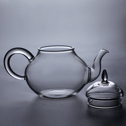 Handcrafted Borosilicate Glass Teapot – Minimalist Pear-Shaped Design with Glass Infuser
