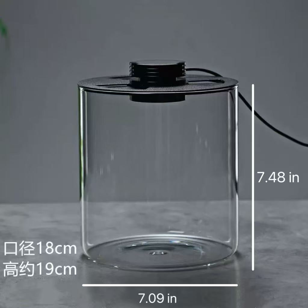 Micro Landscape Ecological Desktop Glass Plant Terrarium with Grow Light