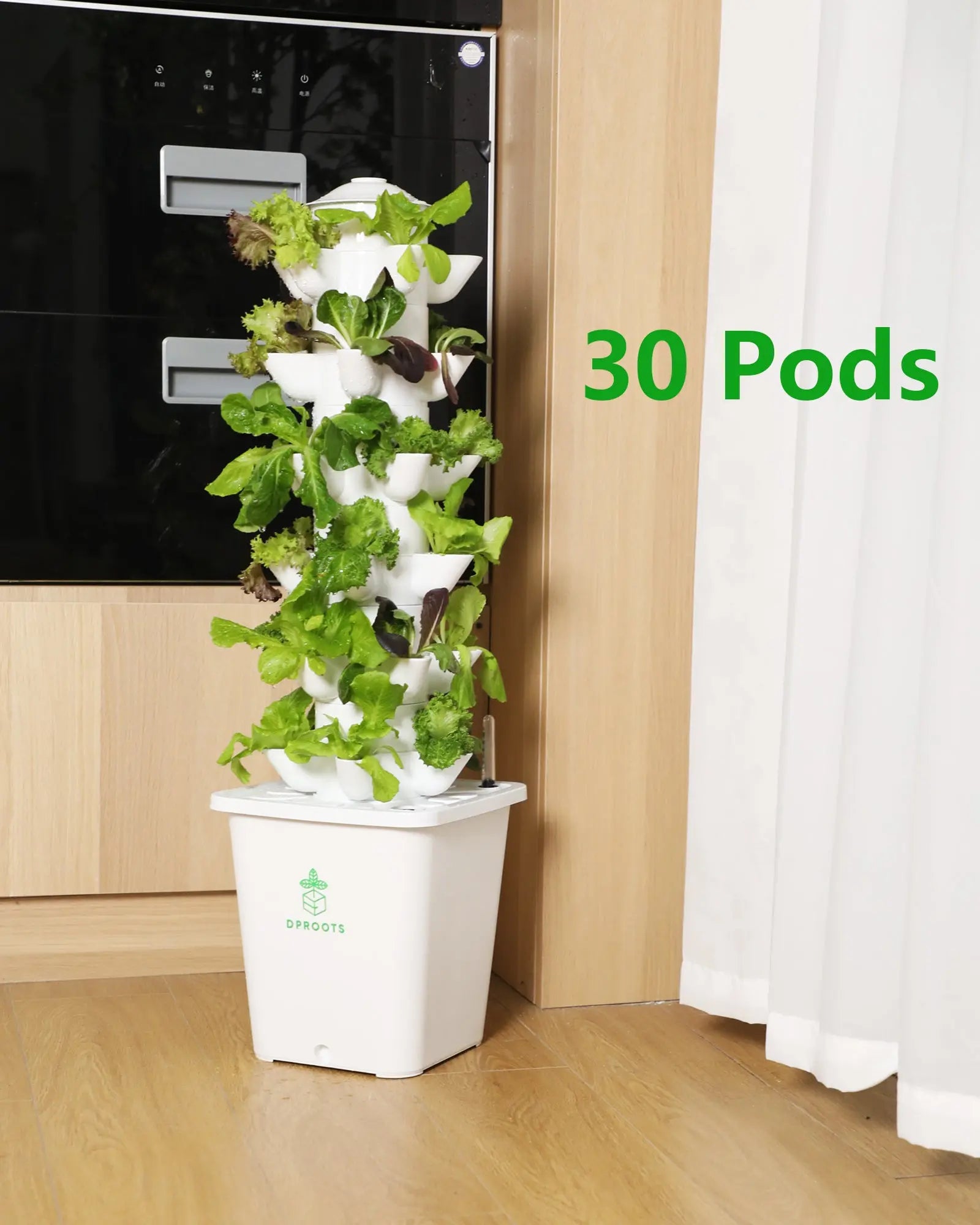 DPROOTS 30 Pods Vertical Hydroponics Tower System for Indoor Greenhouse Grow Herbs Vegetables Planting System - DPROOTS