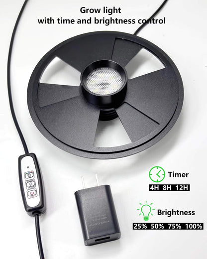 DPROOTS Garden Micro Landscape Ecological Desktop Glass Plant Terrarium with Timer&Grow Light