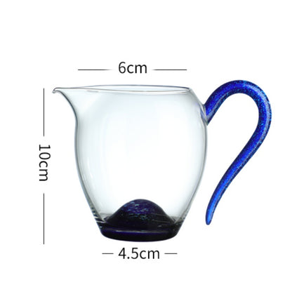 Artisan Glass Gongdao Bei - Elegant Tea Pitcher with Glittering Cobalt Handle