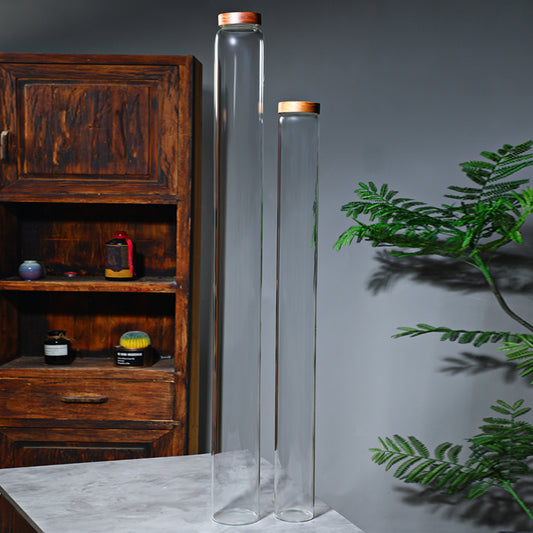 Artisan Tall Borosilicate Glass Display Jar – Sleek Airtight Storage for Tea & Botanicals