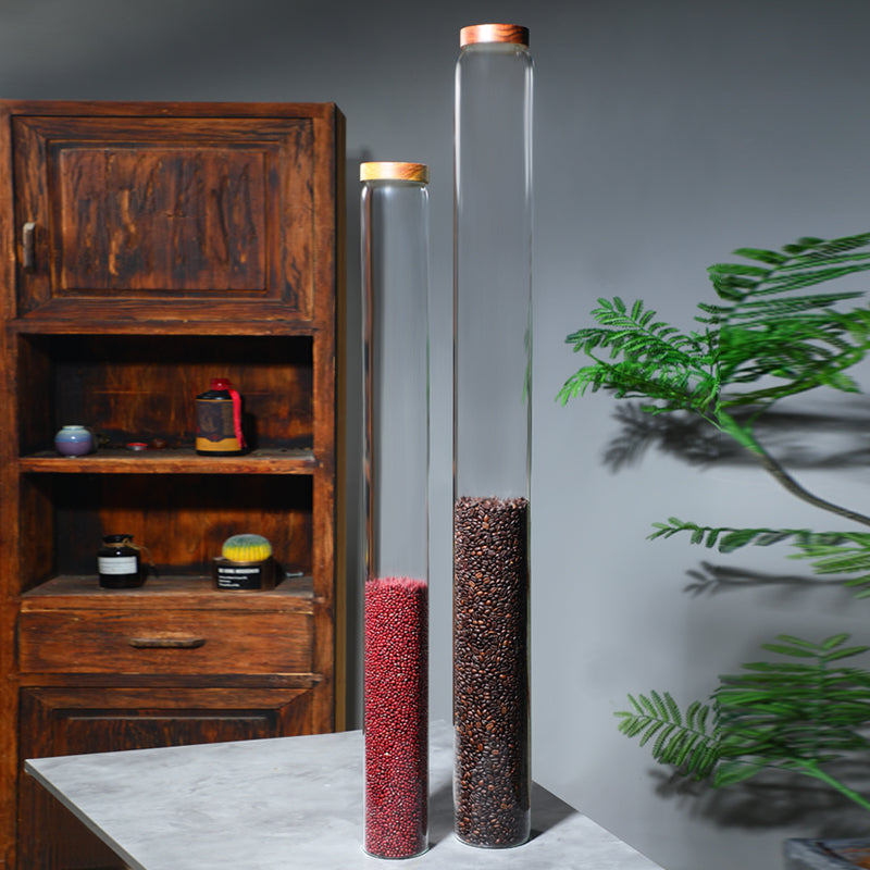 Artisan Tall Borosilicate Glass Display Jar – Sleek Airtight Storage for Tea & Botanicals