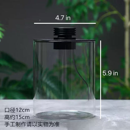 Micro Landscape Ecological Desktop Glass Plant Terrarium with Grow Light