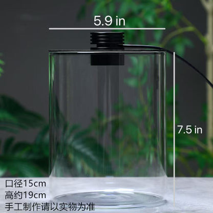 Micro Landscape Ecological Desktop Glass Plant Terrarium with Grow Light
