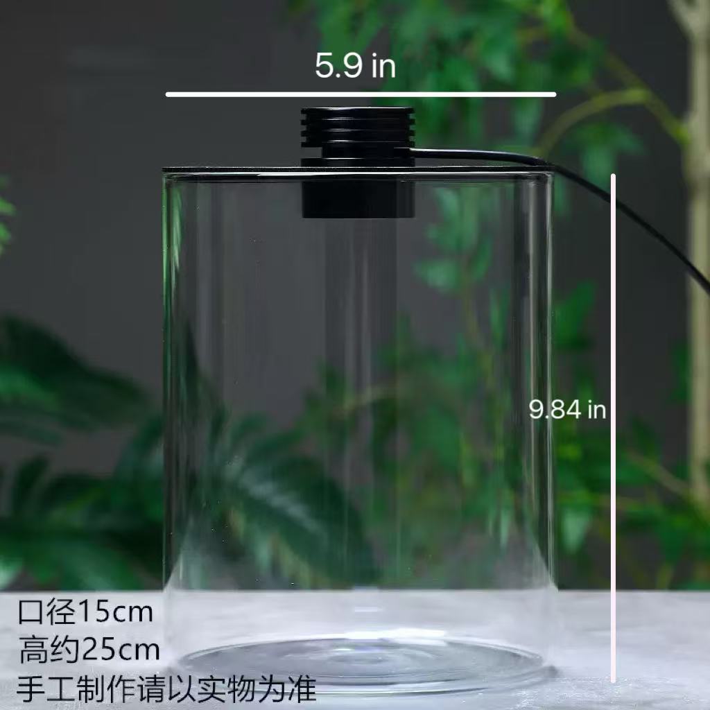Micro Landscape Ecological Desktop Glass Plant Terrarium with Grow Light