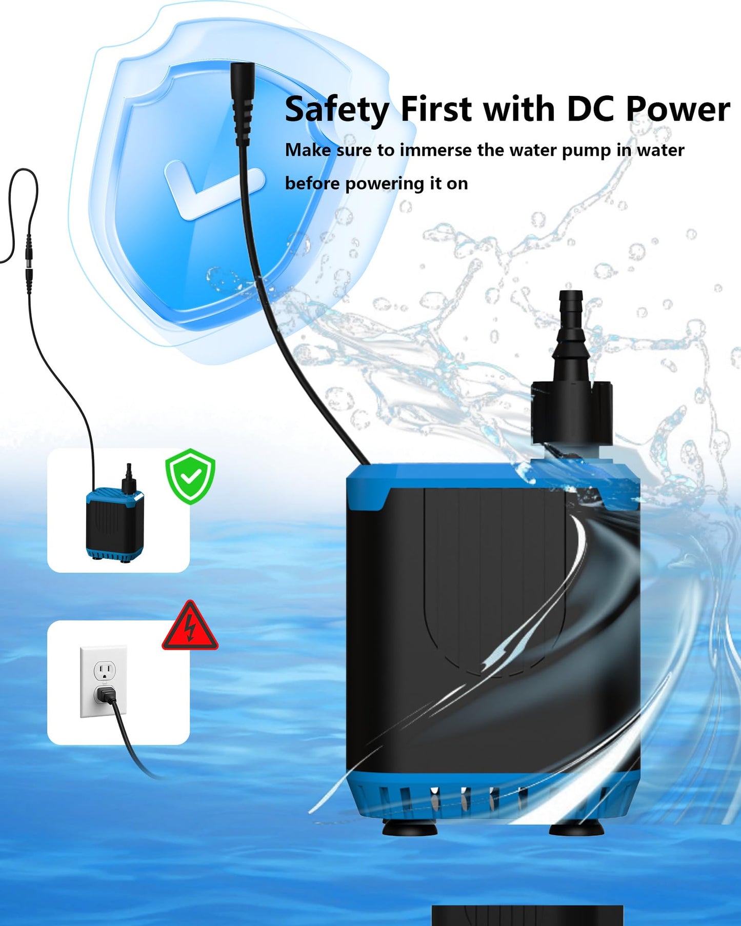 DPROOTS Garden 211GPH 12V DC 20W Submersible Water Pump with Timer Adaptor