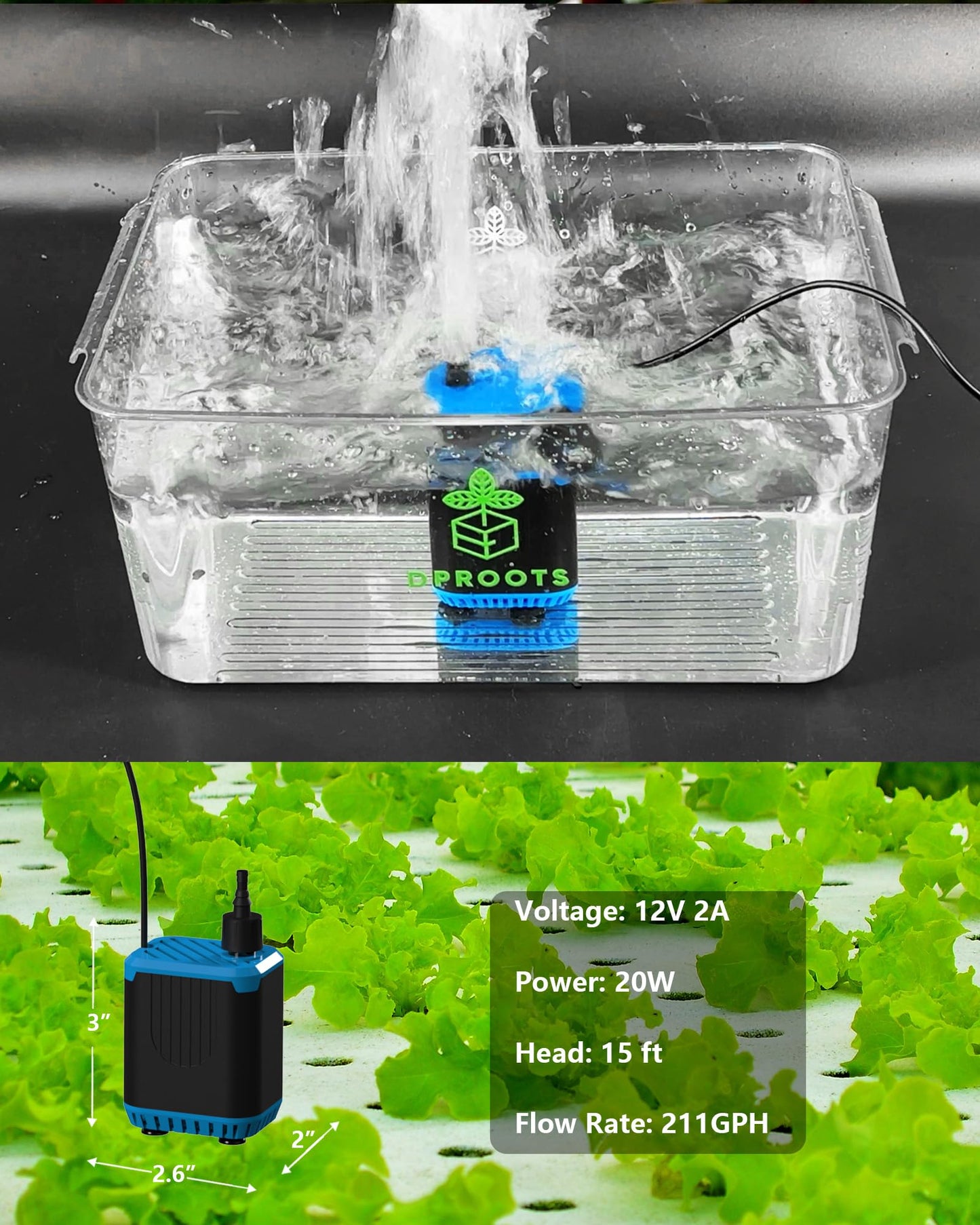 DPROOTS Garden 211GPH 12V DC 20W Submersible Water Pump with Timer Adaptor