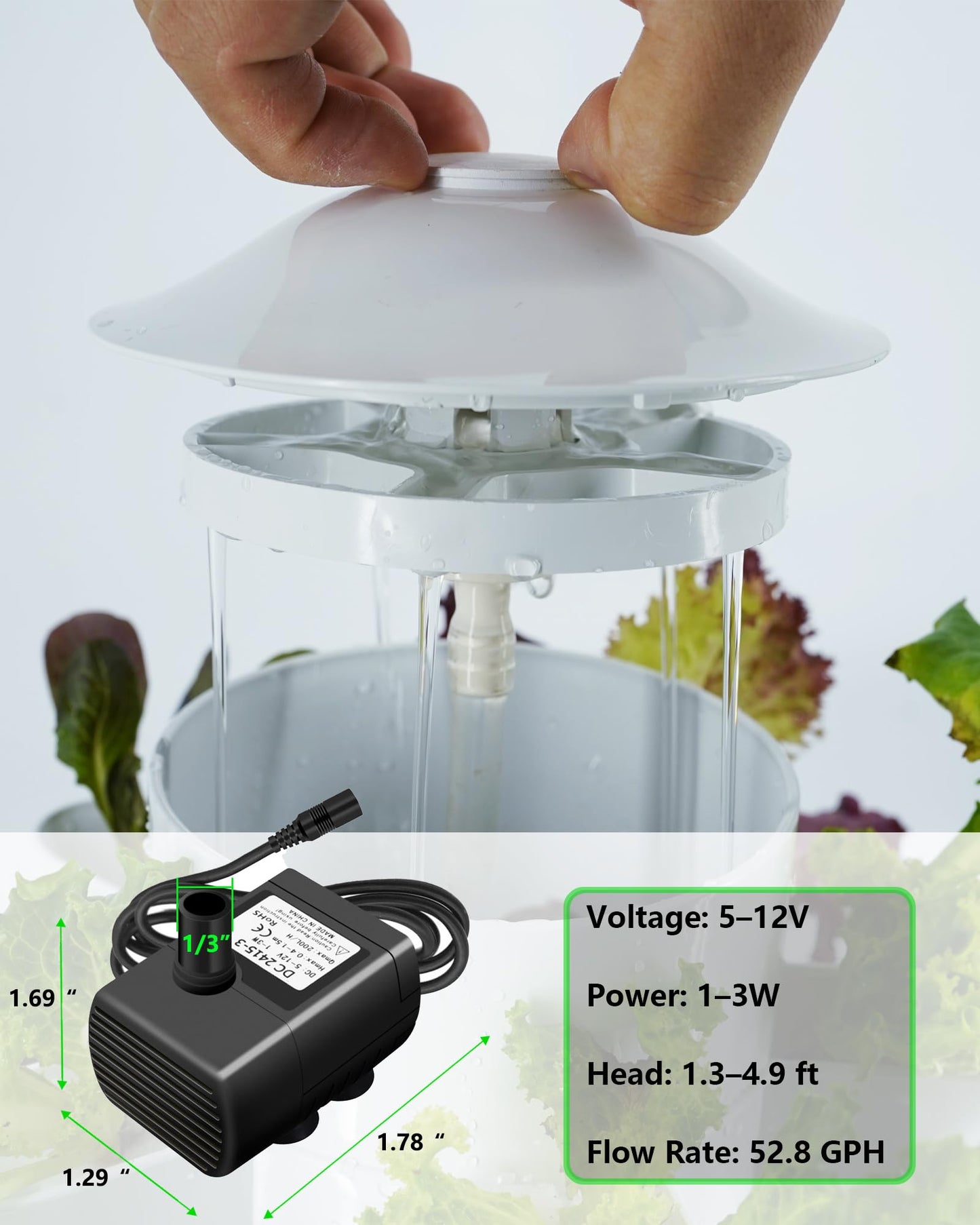 DPROOTS Garden 52GPH 5-12V DC Hydroponic System Mini Submersible Water Pump