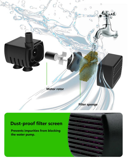DPROOTS Garden 52GPH 5-12V DC Hydroponic System Mini Submersible Water Pump