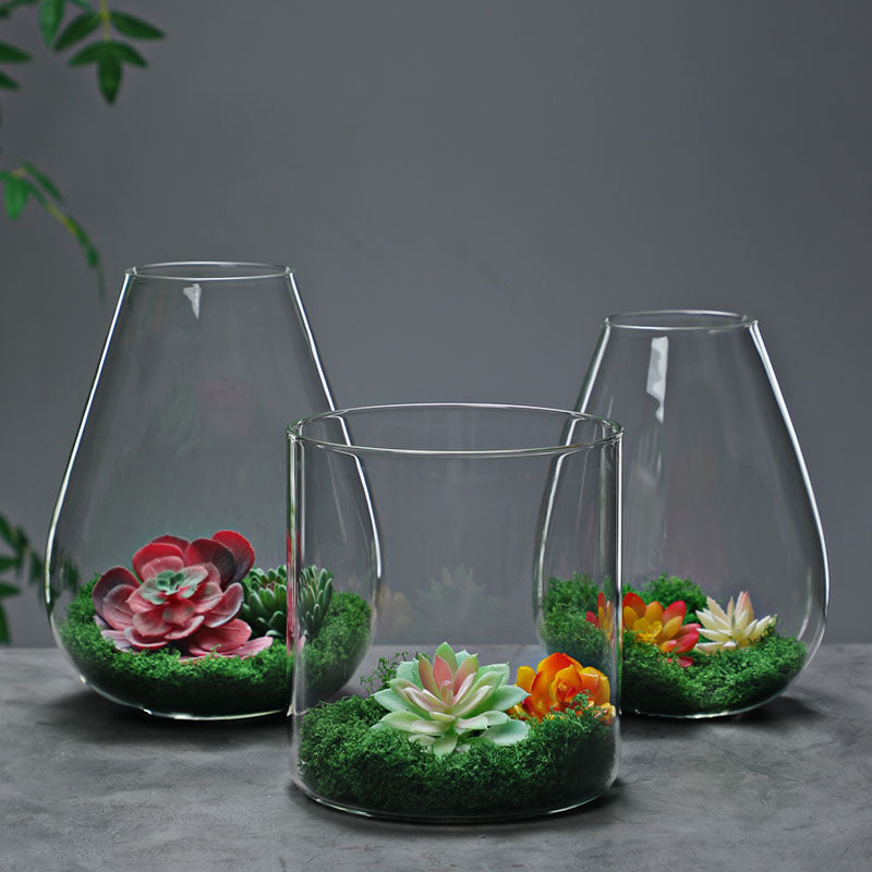 DPROOTS Garden Teardrop Bottle Micro Landscape Ecological Desktop Plant Terrarium with Grow Light