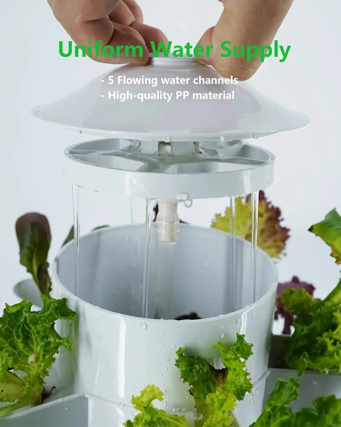 DPROOTS 45 Pods Vertical Hydroponics Tower System for Indoor Greenhouse Grow Herbs Vegetables Planting System - DPROOTS