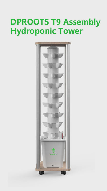 DPROOTS 45 Pods Garden Vertical Planting System Hydroponic Growing Tower With LED Light for Indoor Greenhouse Herbs Vegetables